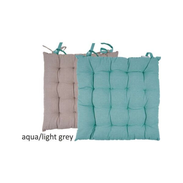 Μαξιλάρι καρέκλας Σχ.Duo 40x40cm διπλής όψης aqua/l.grey 100% cotton