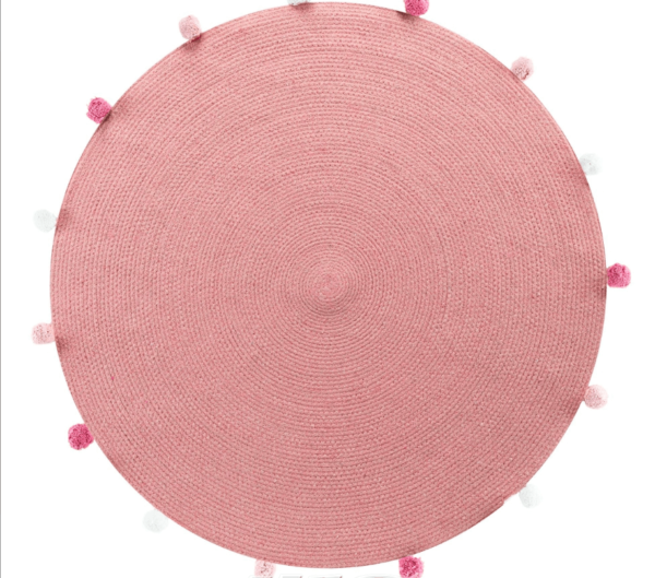 Χαλάκι στρόγγυλο με περιμετρικά pon-pon Σχ.Candy 90cm poly/cotton